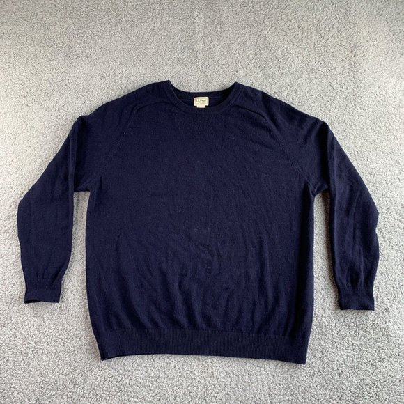 L.L. Bean Sweater Mens 2XL Tall Blue 100% Lambswool Crew Neck Pullover‎ Classic - Picture 1 of 11